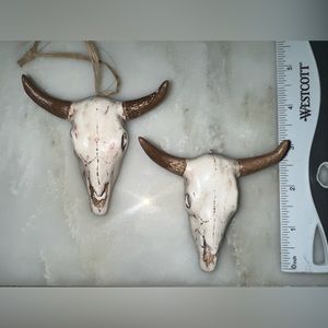 Vintage, porcelain, ceramic cow, skull ornament